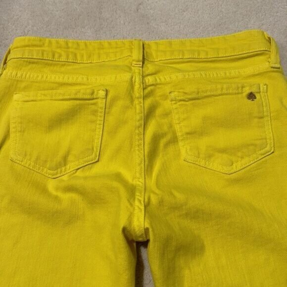 Kate Spade Play Hooky Broome Street Yellow Stretch Denim Capri Pants Sz 29 - Picture 7 of 13
